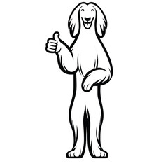 Afghan Hound Dog Happy Thumbs-Up illustration Vector

