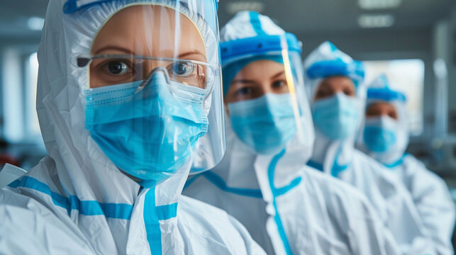 Clad in protective gear, virologists with masks meticulously handle samples in the laboratory, their methodical approach reflecting the importance of precision in the study of viru