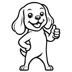 Fototapeta premium Cavalier King Charles Spaniel Happy Thumbs-Up illustration Vector 
