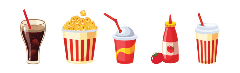 Fast Food Bright Object and Item Vector Set