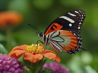 Beautiful Nature Wallpaper Butterfly on Flowers Plants Background Yellow Flowers in Garden