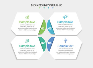 Business infographic  template with 4 options, steps or processes. Can be used for workflow layout, diagram, annual report, web design	