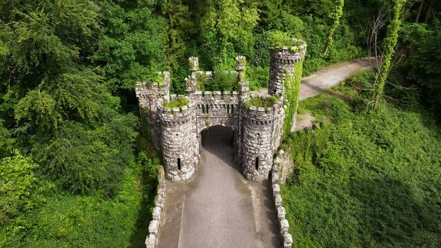 Flying over the mysterious towers of Ireland 4k