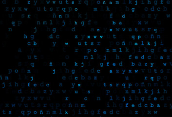 Dark blue vector layout with latin alphabet.