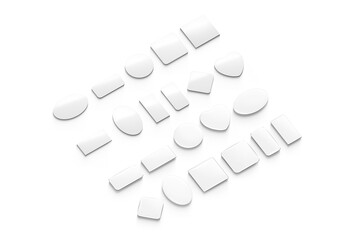 Blank white fridge magnet mockup, different shape, side view