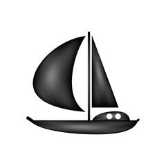 Yacht icon on white.
