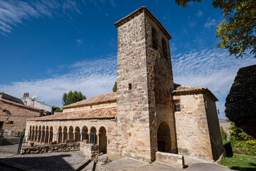 Church of the Savior,   13th century rural Romanesque, Carabias, Guadalajara, Spain - obrazy, fototapety, plakaty