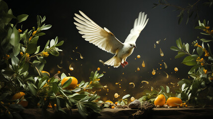 Dove of Peace: A gentle illustration of a white dove, representing peace and the Holy Spirit in the context of Easter.