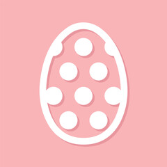 polka dot decorated Easter egg, white holiday design element pink background, decorative art, vector illustration