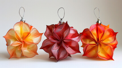 Three Different Colored Paper Flowers 