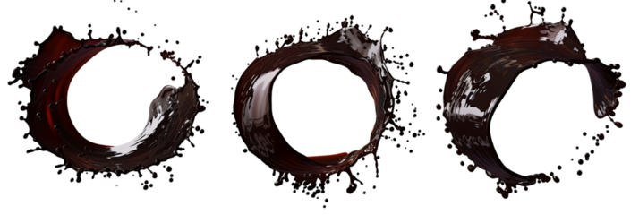 Set of black oil splashes cut out , isolated on transparent background 