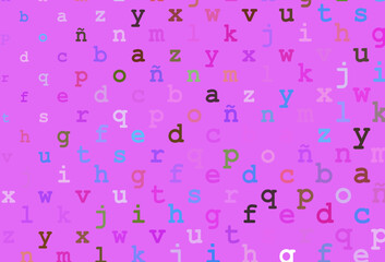 Light multicolor, rainbow vector layout with latin alphabet.