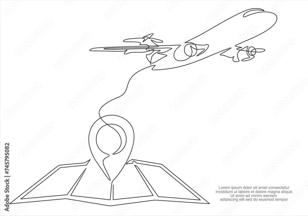 Poster single continuous line map graphic icon. simple one line doodle for traveling concept. isolated vect