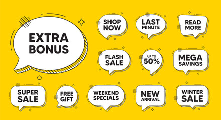 Extra bonus offer symbol. Special gift promo sign. Offer speech bubble icons. Vector