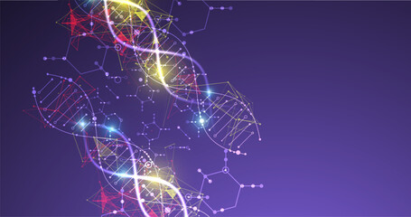 Scientific and technological background. Abstract image of DNA molecule. Vector illustration. Hand drawn.