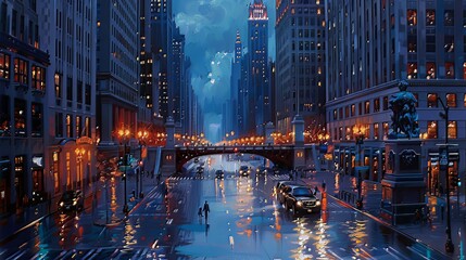 Cityscapes: The bustling streets, towering skyscrapers, iconic bridges, lively squares, and enchanting night views depict the vibrant essence of urban life - obrazy, fototapety, plakaty