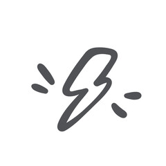 Comic lightning icon, manga doodle element. Funny retro light bolt with lines of movement and emphasis, thunderbolt, shock emotion of character. Lightning of comic book style vector illustration