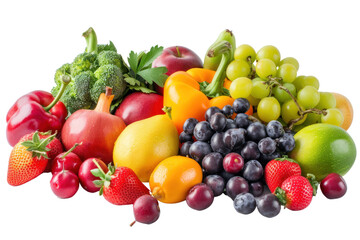 Various fresh vegetables and fruits. Vegetables and fruits isolated on white background. © venusvi