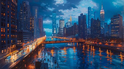 Cityscapes: The bustling streets, towering skyscrapers, iconic bridges, lively squares, and enchanting night views depict the vibrant essence of urban life