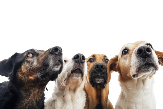 Group of dogs looking isolated on transparent background