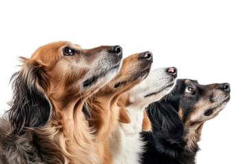 Group of dogs looking isolated on transparent background
