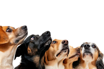 Group of dogs looking isolated on transparent background - obrazy, fototapety, plakaty