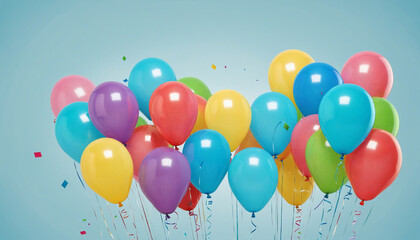 bunch of colorful balloons, celebration concept, colorful illustration, 3d