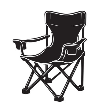 black camping chair isolated on white clip art preview
