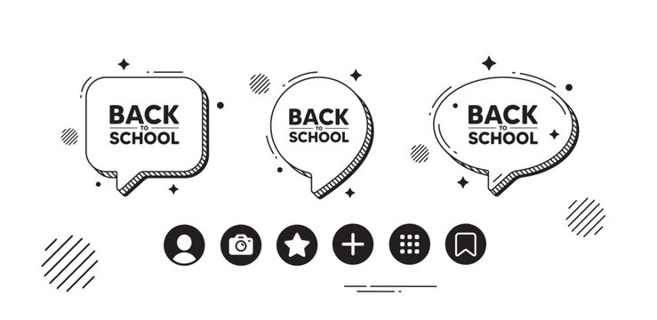 Back to school tag. Education offer. Speech bubble offer icons. Vector