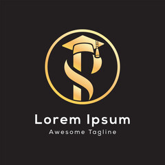 vector letter p with cap round shape logo 