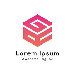 letter ga polygon shape logo design