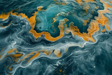 Close-up of algae blooms, emphasizing the textures and hues in a visually striking manner