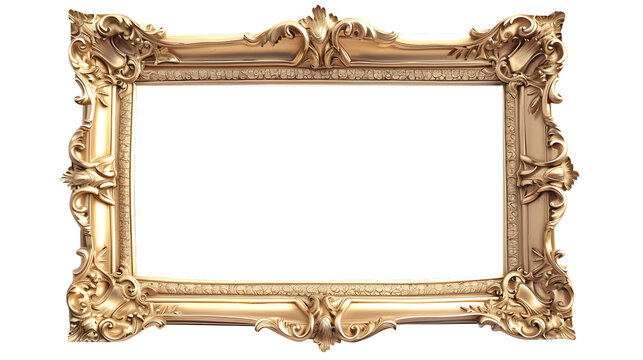 Gold Frame ornament painting isolated on white background