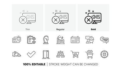 Open door, Internet shopping and Quick tips line icons. For web app, printing. Line icons. Vector
