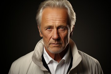 Portrait of a gray-haired man in a light jacket