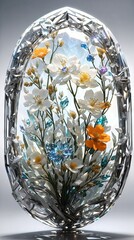 decorative crystal sphere with flowers