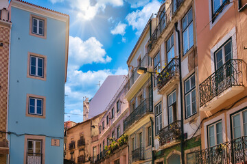 Fototapeta na wymiar Beautiful old architecture in downtown Lisbon, Portugal.