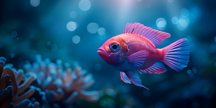 
a fish with bright orange and blue colors. A close up of a colorful fish with a black background 