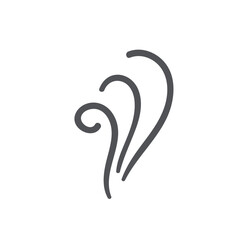 Steam and smoke three lines icon. Aroma odor and perfume fragrance, smell and stench, fumes of vapor, warm and heat waves stream of hot fire. Air wind steam icon of doodle style vector illustration