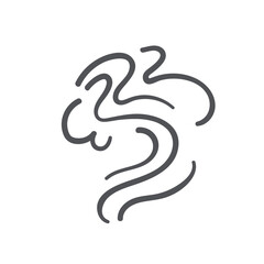Steam curve lines and waves icon. Silhouette of smog and fog flow with swirls, steam of warm and heat water, smoke of fire and flame. Air wind, fume and smell icon of doodle style vector illustration
