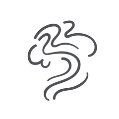 Obraz premium Steam curve lines and waves icon. Silhouette of smog and fog flow with swirls, steam of warm and heat water, smoke of fire and flame. Air wind, fume and smell icon of doodle style vector illustration