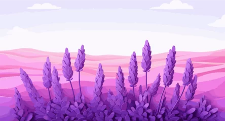 Fotobehang A blooming lavender field vector simple 3d smooth isolated illustration © Viacheslav