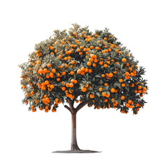tangerine tree on transparent background