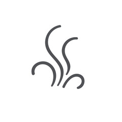 Steam four swirl lines icon. Hot fire smoke, aroma odor of perfume and cooking food or drink, bad smell and stink symbol. Air wind and steam decorative trails icon of doodle style vector illustration