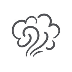 Steam cloud swirl lines icon. Bad smell or stink odour, toxic fume and atmosphere gas, smoke of cigarettes or hot fire, vapor steam. Air winds blow upward icon of doodle style vector illustration