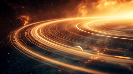 Saturn rings space science wallpaper, astronomy background backdrop - obrazy, fototapety, plakaty