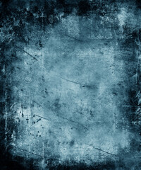 Obraz na płótnie Canvas Blue grunge scratched background, old distressed wall, obsolete texture