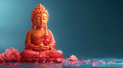 A sculpture of a meditating Buddha