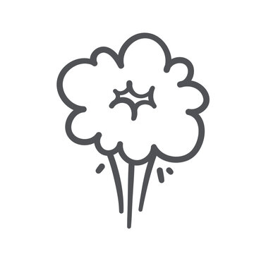 recommend clip art: Smoke puff cloud flying with motion lines icon. Silhouette of jump, run or movement cloud with hole inside and trails effect. Rocket fuel explosion comic icon of doodle style vector illustration