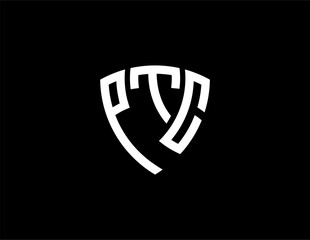 PTC creative letter shield logo design vector icon illustration